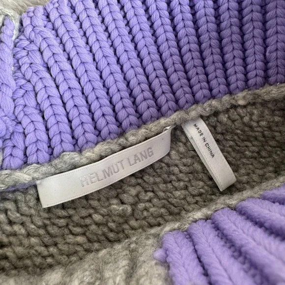 Helmut‎ Lang Sweater Womens M Gray Preowned Knit Cropped Pullover Trendy Modern